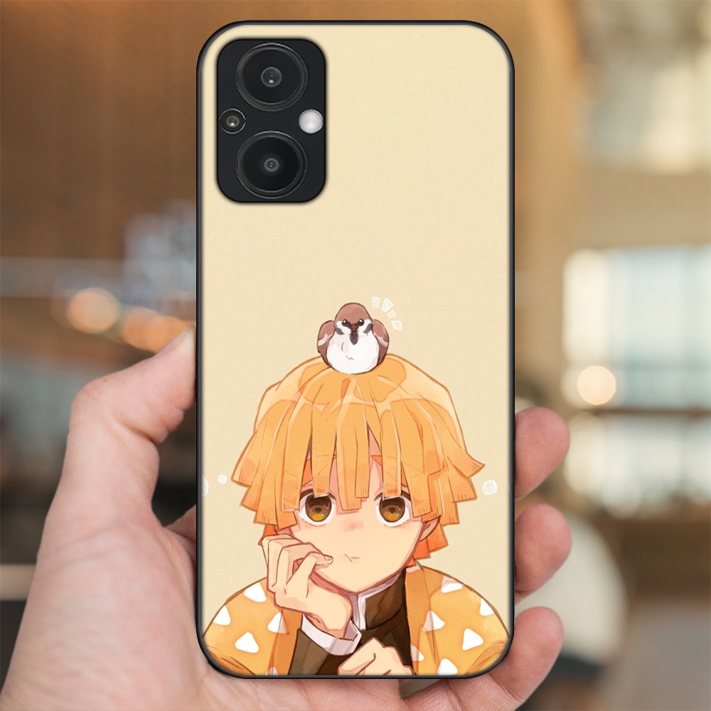 Ốp lưng Oppo Reno 7Z 5G viền đen in hình Zenitsu Kimetsu no Yaiba