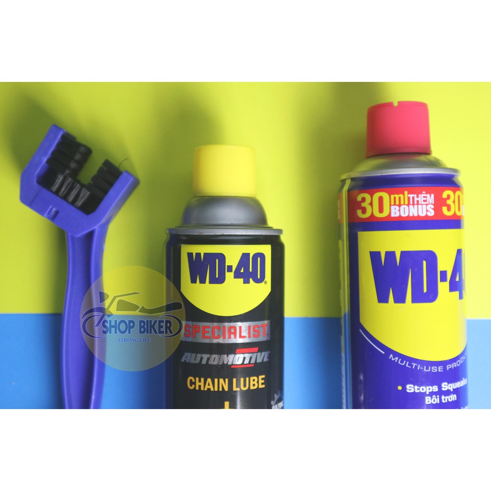 Combo xịt đa năng và bảo dưỡng sên WD- 40 ( Tặng cọ vệ sinh sên )