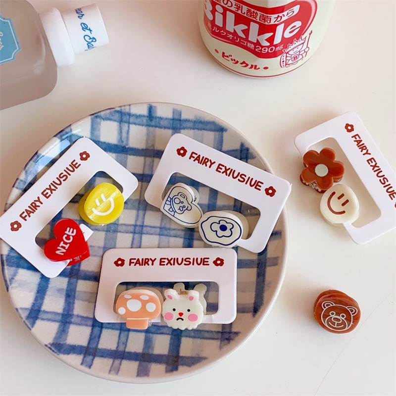 Bộ 2 Kẹp Tóc Mini Hình Gấu Màu Kẹo Dễ Thương Cho Nữ F984