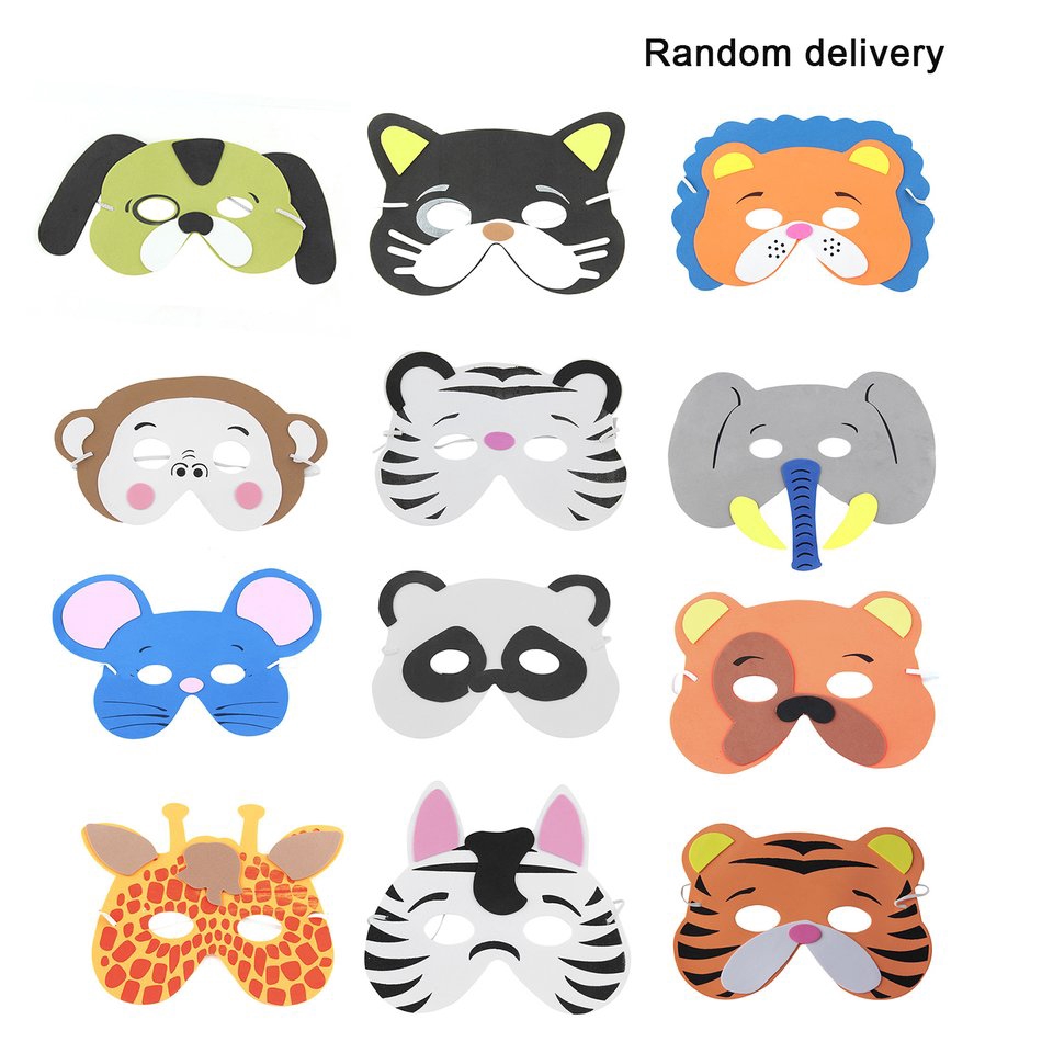 Set 12 Mặt Nạ Hóa Trang Hình Động Vật Ngộ Nghĩnh Cho Bé