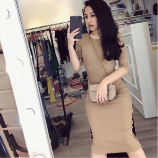 Váy body tay lỡ chất thun tăm co dãn tốt