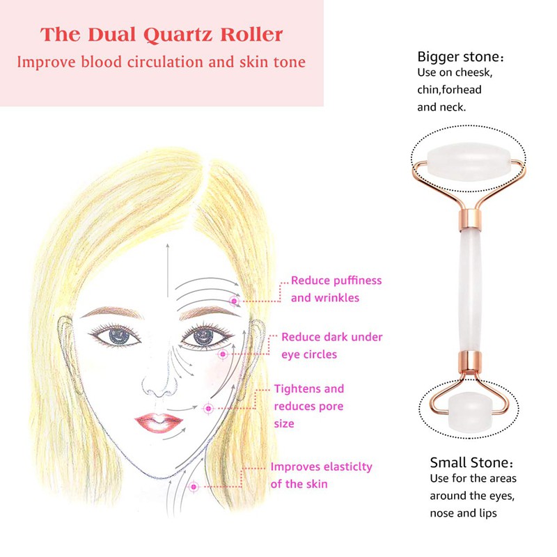 Cây lăn làm từ đá ngọc bích thạch anh dùng massage guasha cho mặt thoải mái