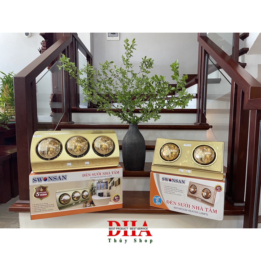 ĐÈN SƯỞI NHÀ TẮM SWONSAN 2 BÓNG SBH2-L1 - BẢO HÀNH CHÍNH HÃNG 5 NĂM