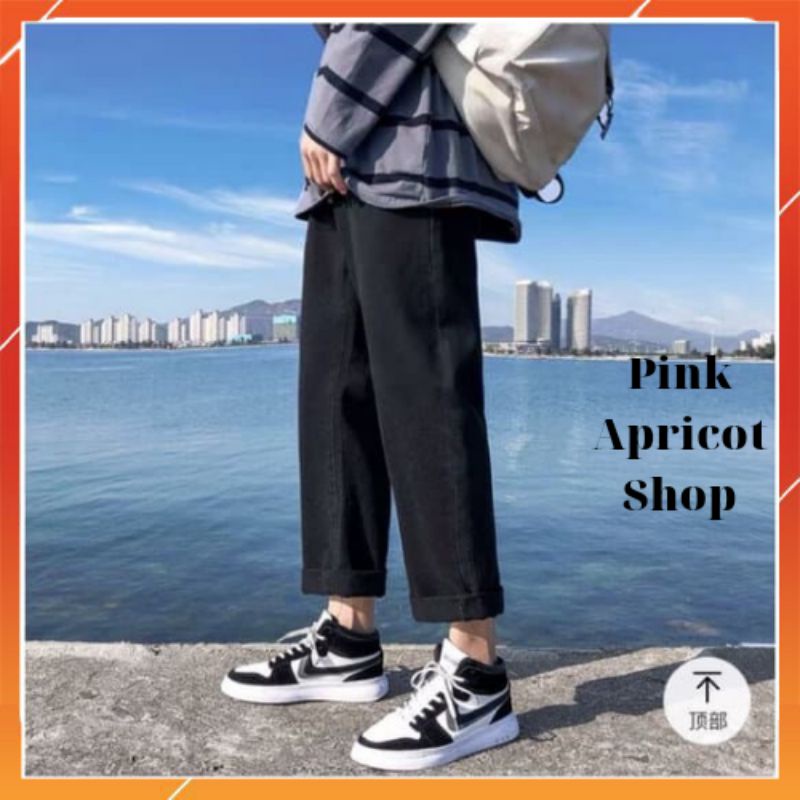 Quần vải jean bò baggy nam quần jean bò baggy nam đen Hottrend 2021 Pink Apricot Shop | BigBuy360 - bigbuy360.vn