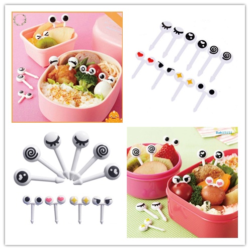 Set 10 Nĩa Ăn Trái Cây Mini Hình Đôi Mắt Dễ Thương Có Thể Tái Sử Dụng