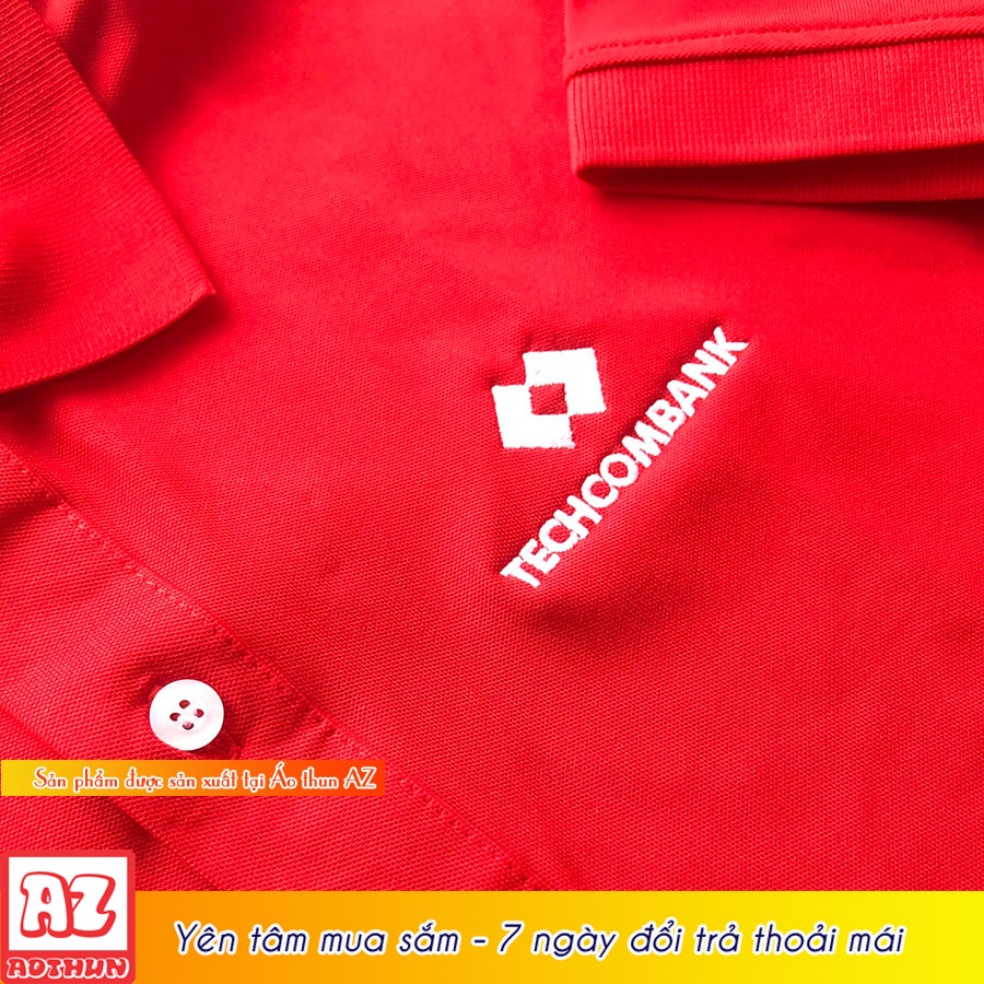 Áo thun đồng phục ngân hàng techcombank logo thêu - Vải cá sấu poly cao cấp AT22
