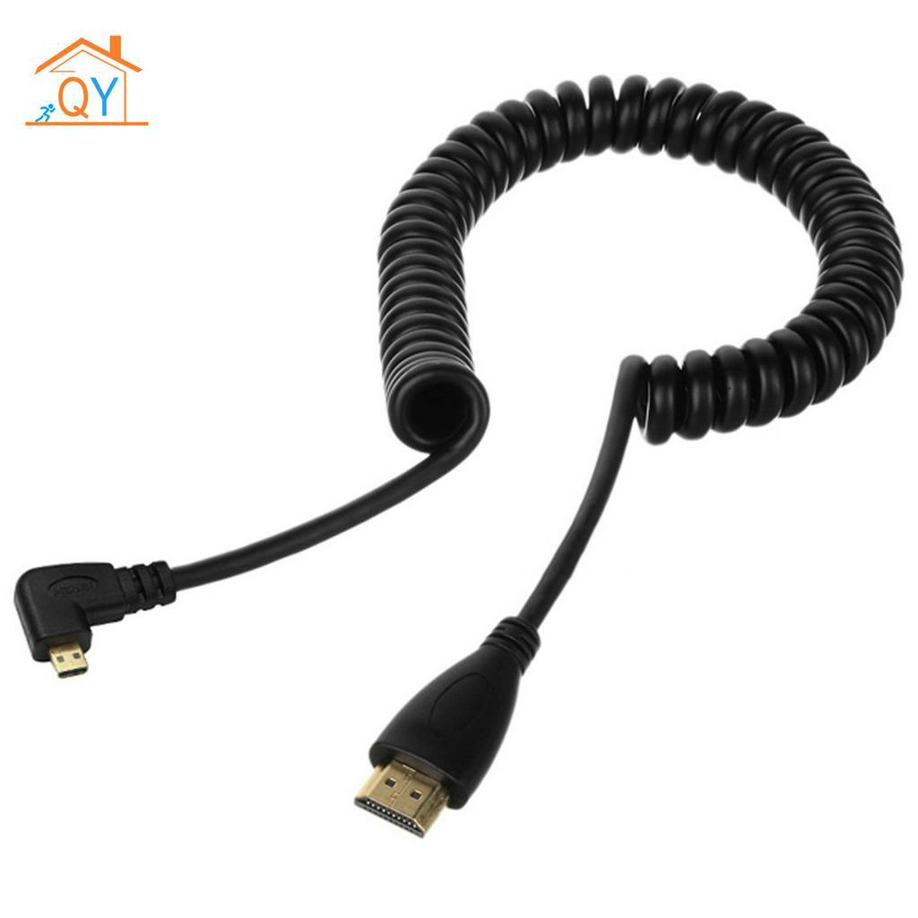 In Stock Left-Angled Micro-HDMI to HDMI Male Cable Stretched Length