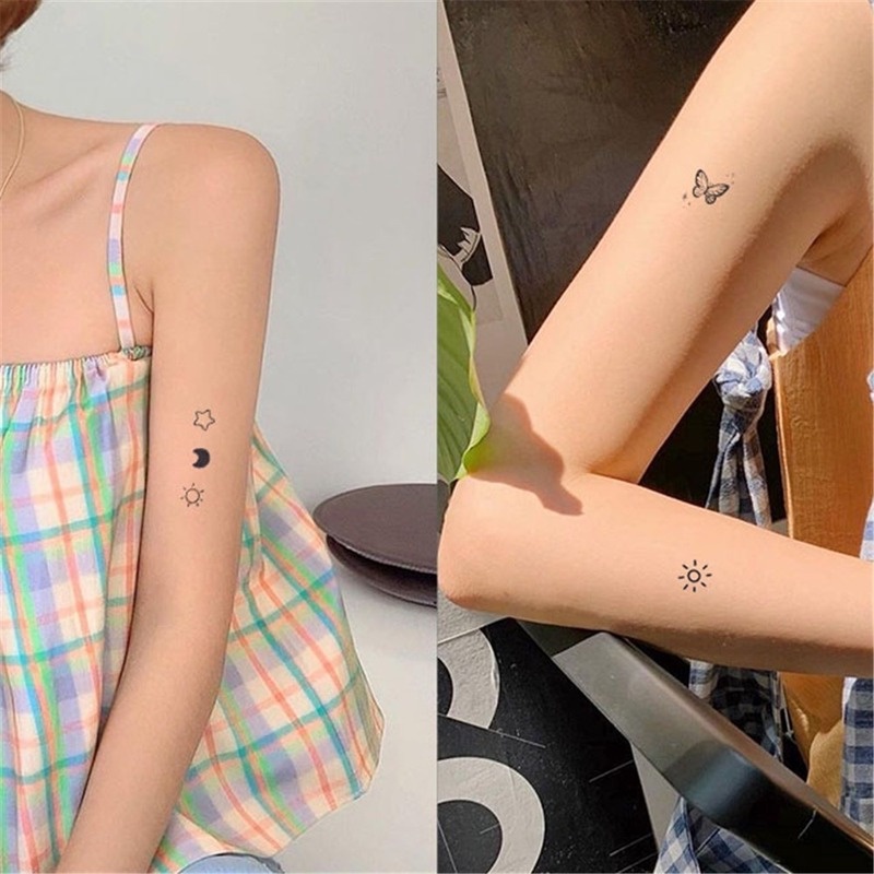 Hình Xăm Dán Họa Tiết Mặt Cười/Trái Tim/Chữ Phong Cách Mùa Hè Độc Đáo