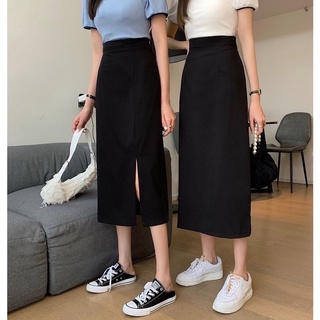 Chân váy midi dáng dài chữ A xẻ trước phong cách hàn quốc chất umi siêu đẹp