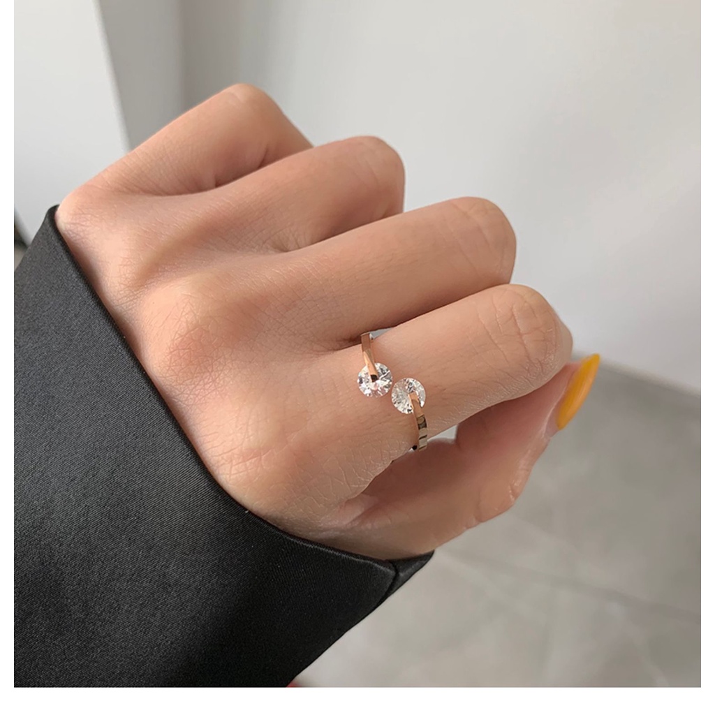 Nhẫn titan nữ gắn đá zicon J3-206 - CAM KẾT KHÔNG GỈ, KHÔNG BAY MÀU - BẢO HÀNH 12 THÁNG