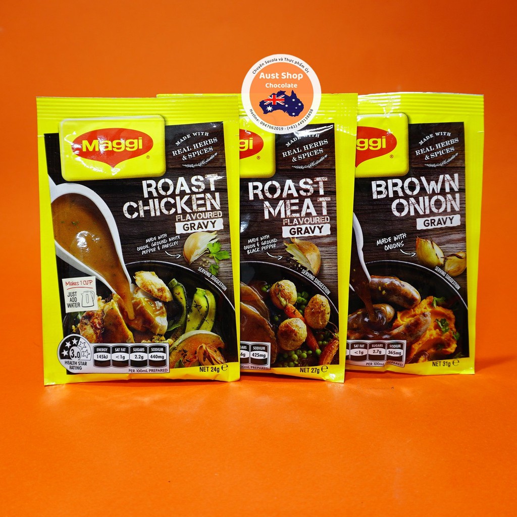 Bột Sốt Nâu Gravy Maggi Mix flavour (Pack 3 gói) - Gravy Sauce Powder Beef Steak (pack-3) - Aust Shop Chocolate