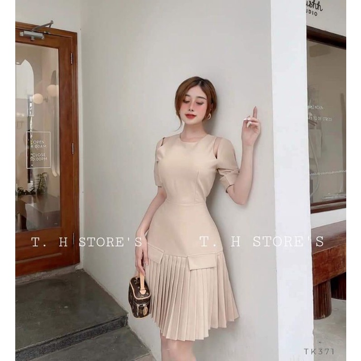 Đầm xoè phối dập ly
