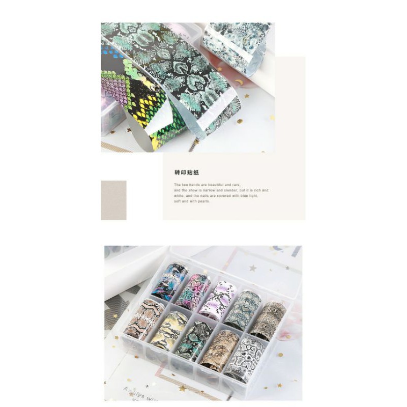 Foil Dán Móng Da Rắn- set 10 cuộn