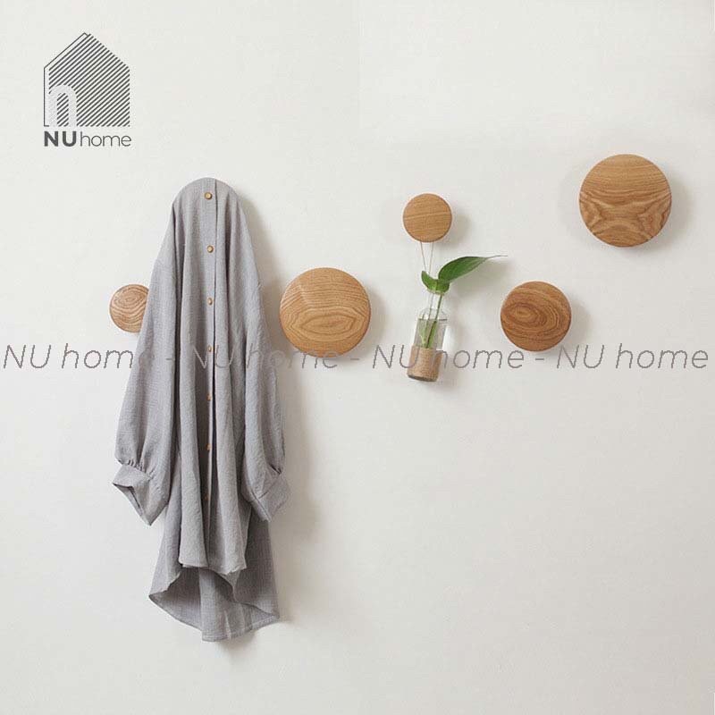 nuhome.vn | Móc gỗ treo đồ gắn tường hình tròn, thiết kế đơn giản và sang trọng