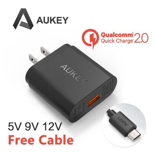 Sạc Aukey PA U28 công nghệ Quick Charge 2.0 bản full Kèm cáp 1m