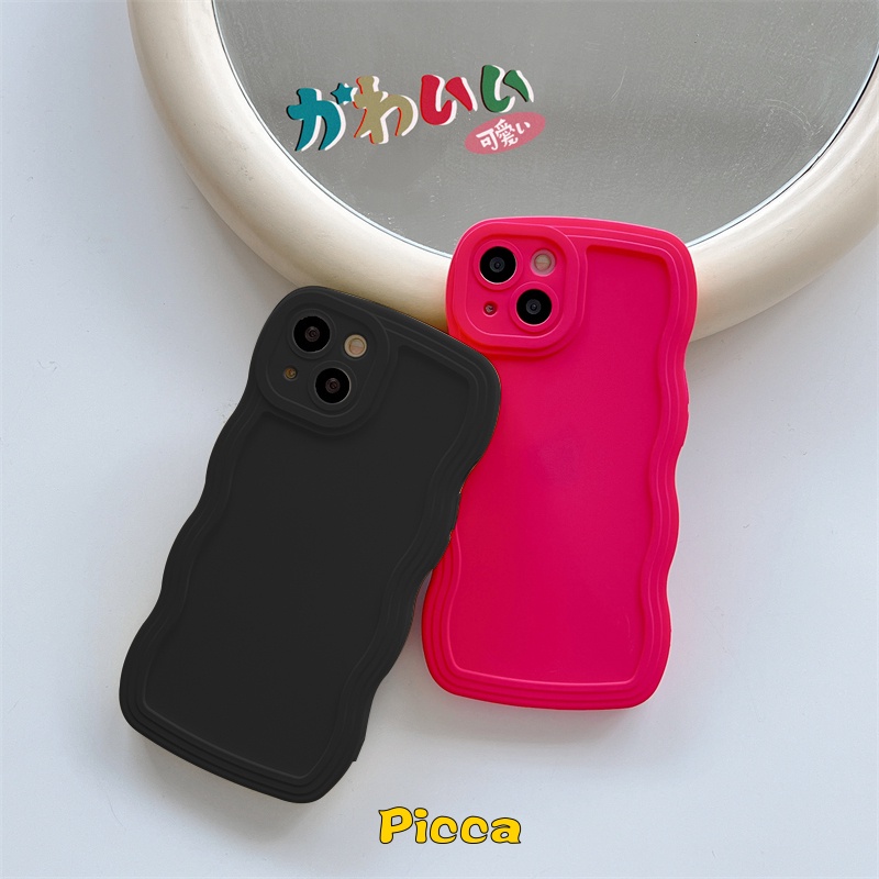 Ốp Điện Thoại Silicon Chống Sốc Viền Gợn Sóng Màu Kẹo Cho IPhone 11 XR 7 8 14 Plus 11 12 13 14 Pro MAX X 7Plus 8Plus XS MAX