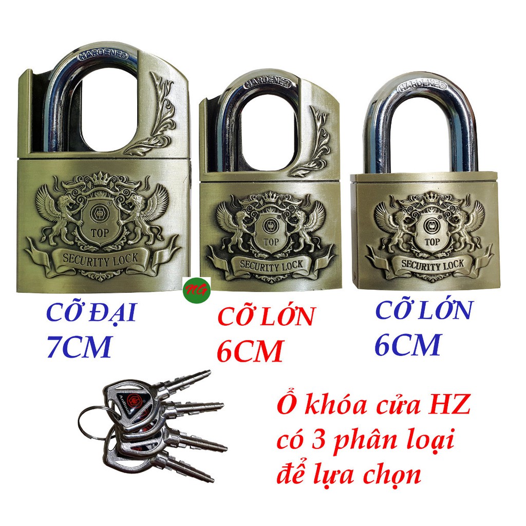 Khóa cửa chống cắt Hongzhen 4 chìa khóa kiểu tròn cỡ 7CM 6CM