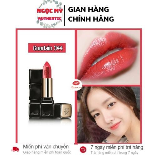 Son lì lâu trôi 💥 CAO CẤP 💥 Son guerlain kiss kiss màu 344 sexy coral mini 1,4g