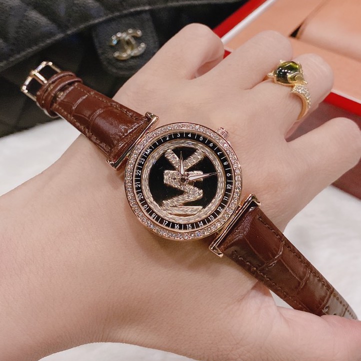 Đồng hồ nữ MK mặt xoay, dây da, hàng full box, thẻ bảo hành 12 tháng - Dongho.michael.kors