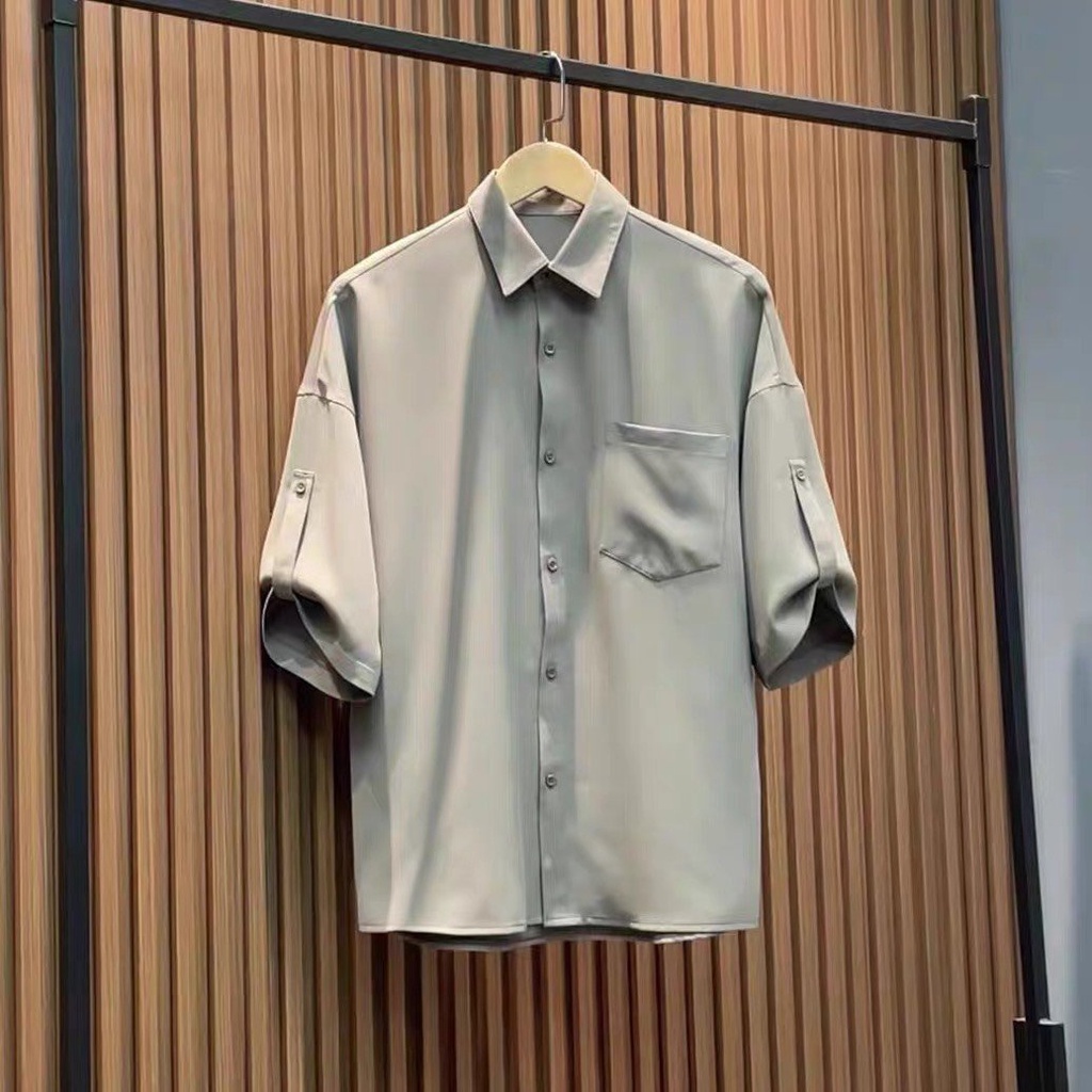 Áo sơ mi nam tay lỡ phong cách Hàn Quốc trẻ trung | BigBuy360 - bigbuy360.vn