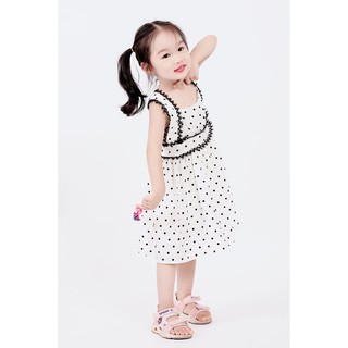 [Váy cao Cấp] Váy chấm bi dành cho bé gái ( chấm bi đen trắng )