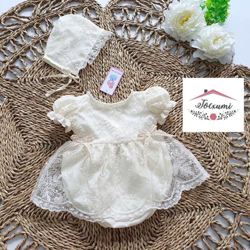 Body trắng phối váy ren cao cấp 2 nơ xinh iu - Tocxumi