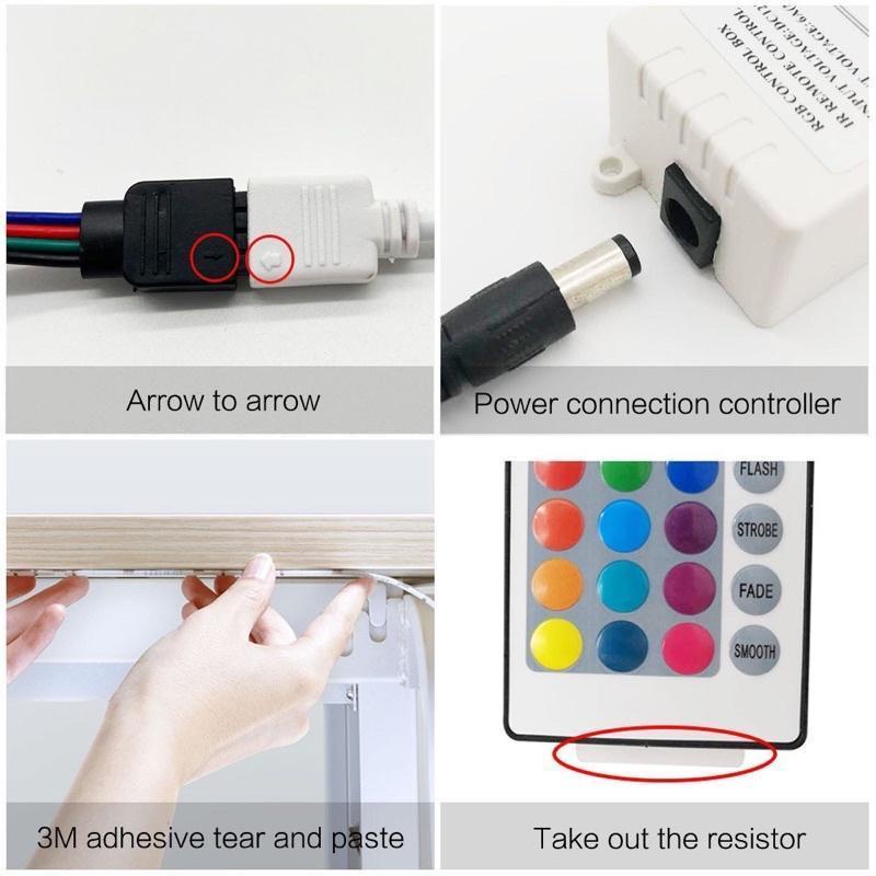 Dây Đèn LED Rgb 5M 30LED/M 5050 Chống Nước Điều Khiển Từ Xa 44 Phím IR DC12V