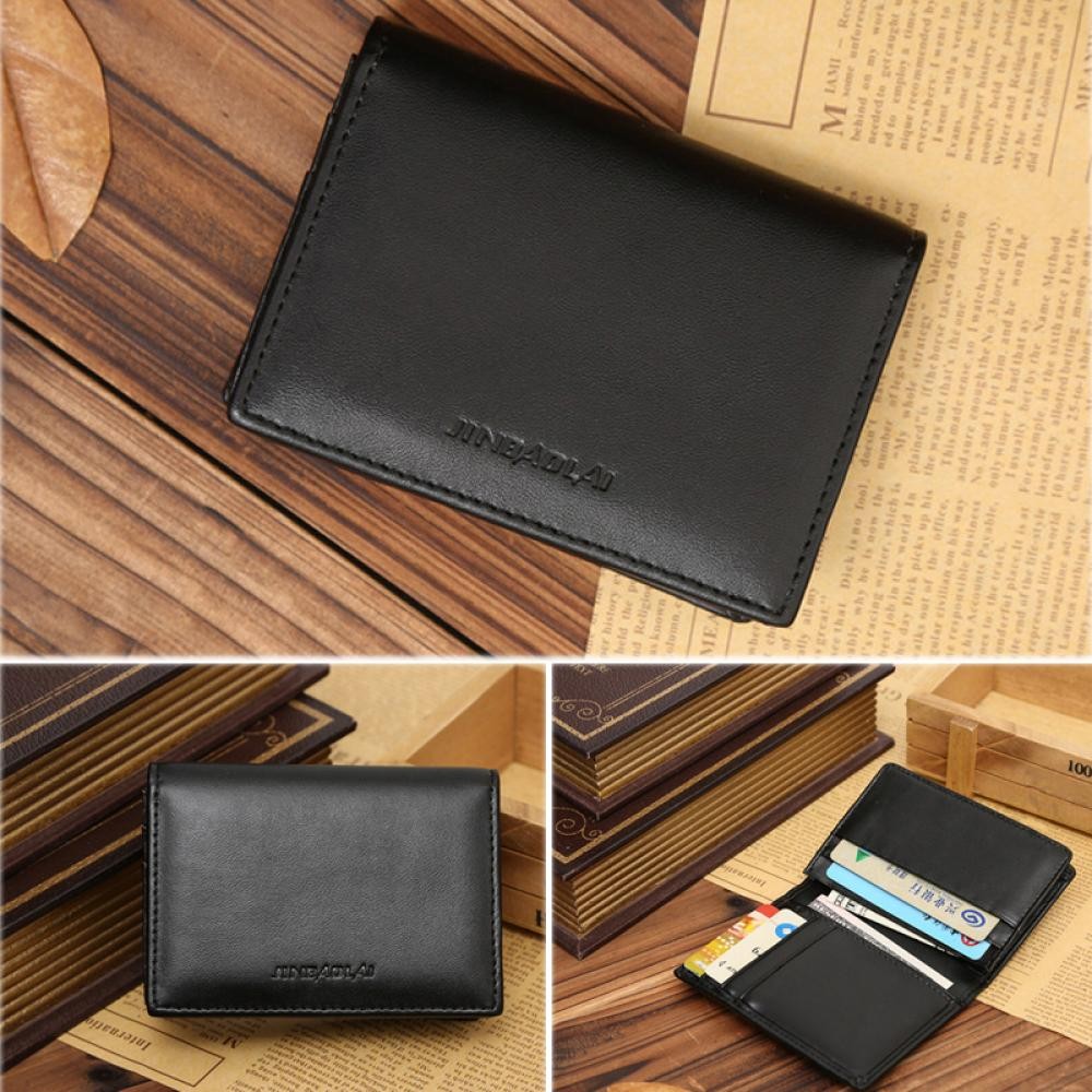 Black Bifold Men &Apos;S Genuine Leather Wallet Money Clip Purse