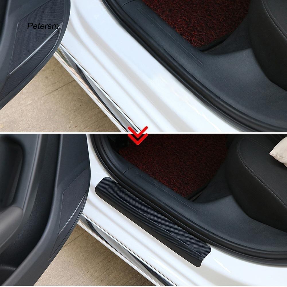 Set 4 miếng dán cửa xe hơi chất liệu sợi carbon 4D bảo vệ chống trầy xước