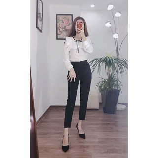 áo sơ mi lụa nữ dài tay cách điệu
