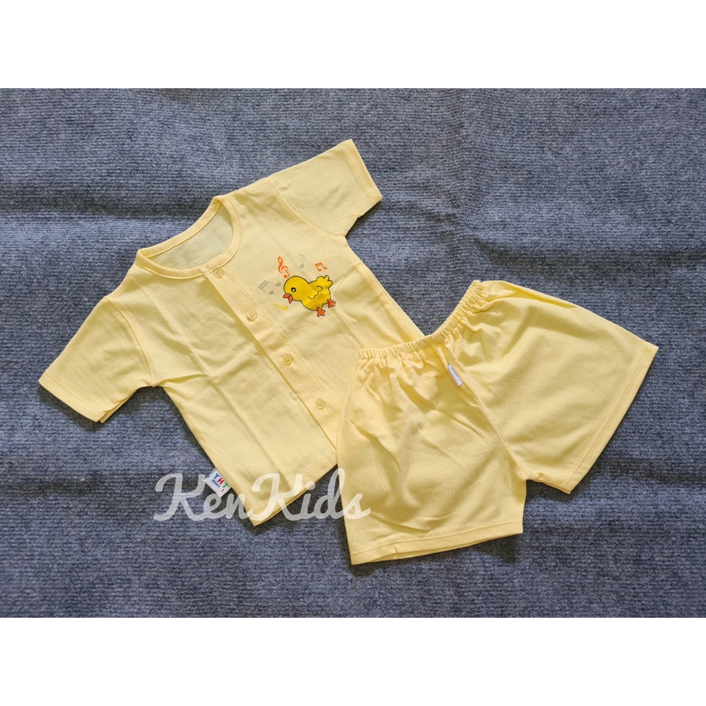 Bộ quần áo ngắn Màu cổ tròn chất đẹp, 100% cotton THT (0-14kg) - 1 bộ