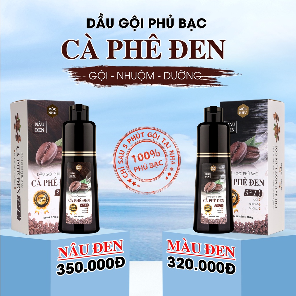 Dầu Gội Phủ Bạc Cà Phê Đen 280g - MÀU ĐEN + NÂU ĐEN