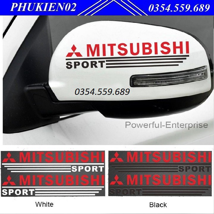 Bộ tem dán gương chiếu hậu Logo Mitsubishi trang trí Ô tô( hàng cao cấp)