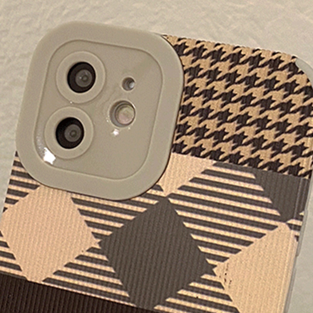 Vintage Houndstooth Knitting Phone Case for IPhone 11 Case 7Plus 8Plus XR 13 12 Pro Max Anti-shatter Soft Faux Leather Back Shell | BigBuy360 - bigbuy360.vn