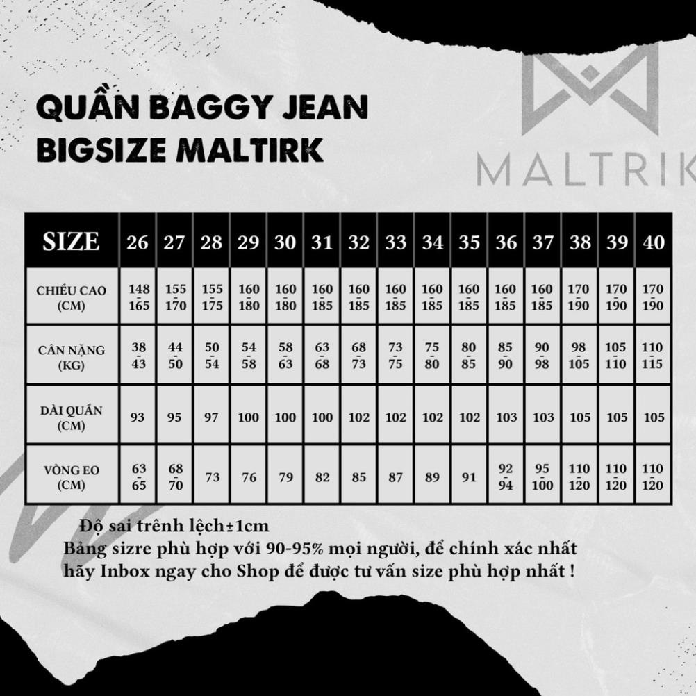Quần jean nam bigsize baggy cạp cao MALTRIK chất bò cao cấp dành cho người ngoại cỡ béo bụng có size lớn đến 120k -CS6