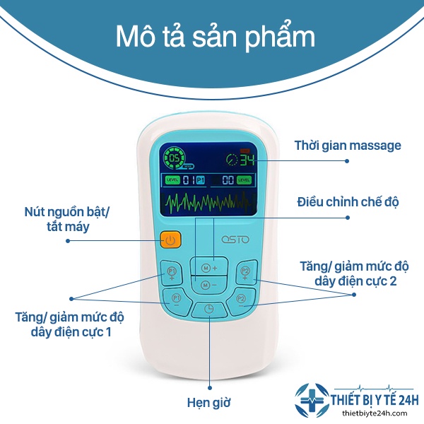 Máy Massage Xung Điện Trị Liệu, Máy Mát Xa Châm Cứu Điện Xung 8 Miếng Dán AST-2012A Cao Cấp
