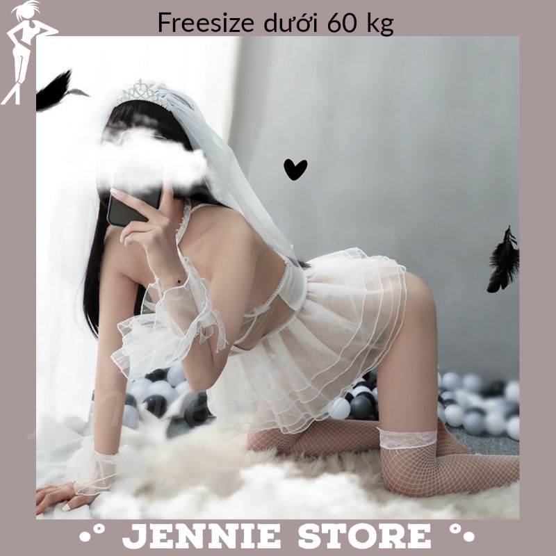 Cosplay cô dâu sexy - váy ngủ bride voan xuyên thấu kèm lúp vương miện gợi cảm | BigBuy360 - bigbuy360.vn