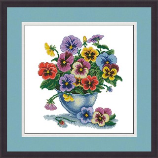 Tranh thêu chữ thập hoa pansy in trên vải - Xartshop hc057