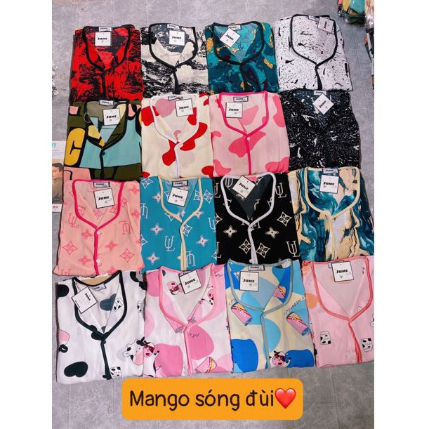 Bộ Ngủ Lụa Đùi Nữ Pijama Bò Sữa Sóng Cánh Dơi Cao Cấp