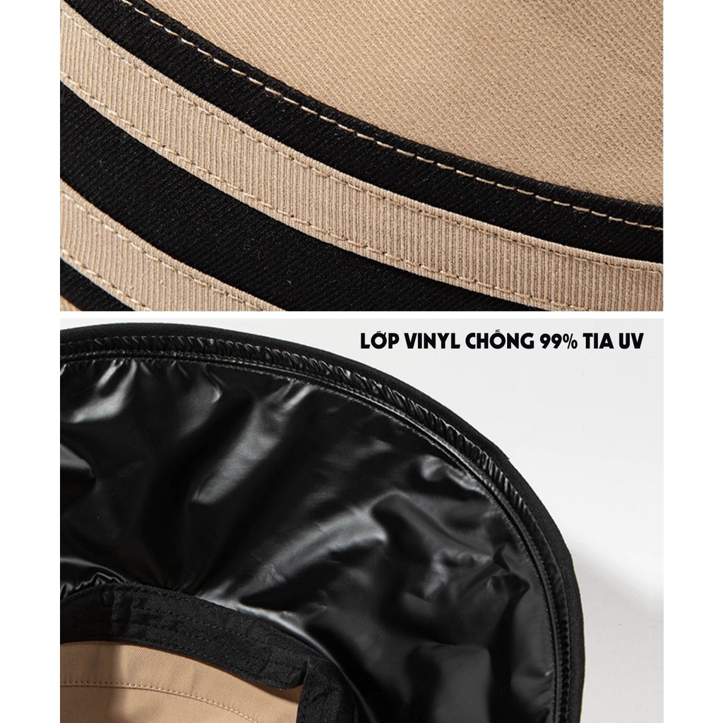 Nón Vành Hở Chóp Sọc Ngang Lớp Vinyl Chống Tia UV