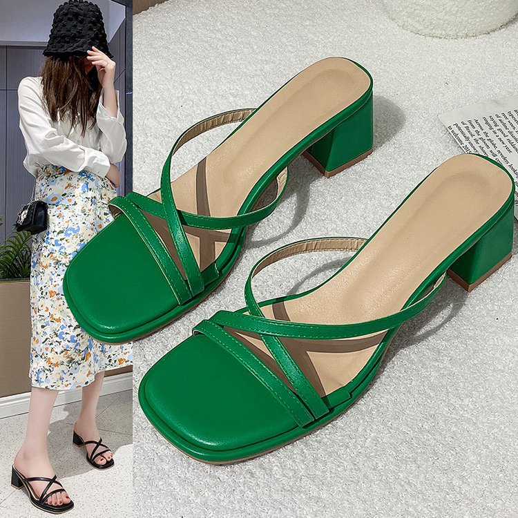 Dép Sandal Kẹp Ngón Mũi Vuông Đế Dày Thời Trang Pháp Mùa Hè 2022 Dành Cho Nữ