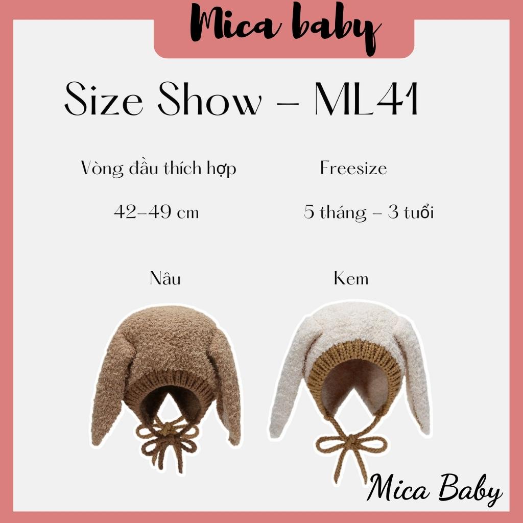 Mũ len hình tai thỏ bông xù đáng yêu cho bé Mica baby ML41