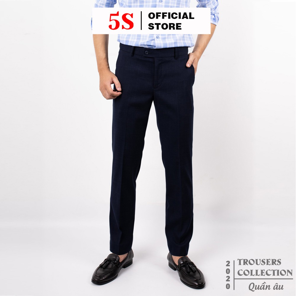 Quần Âu Nam 5S Họa Tiết Kẻ Caro Chìm Màu Xanh Xám,  Dáng Ôm Vừa, Ít Nhăn, Thoáng Mát, Co Giãn Nhẹ(QAU0406S1XAX)