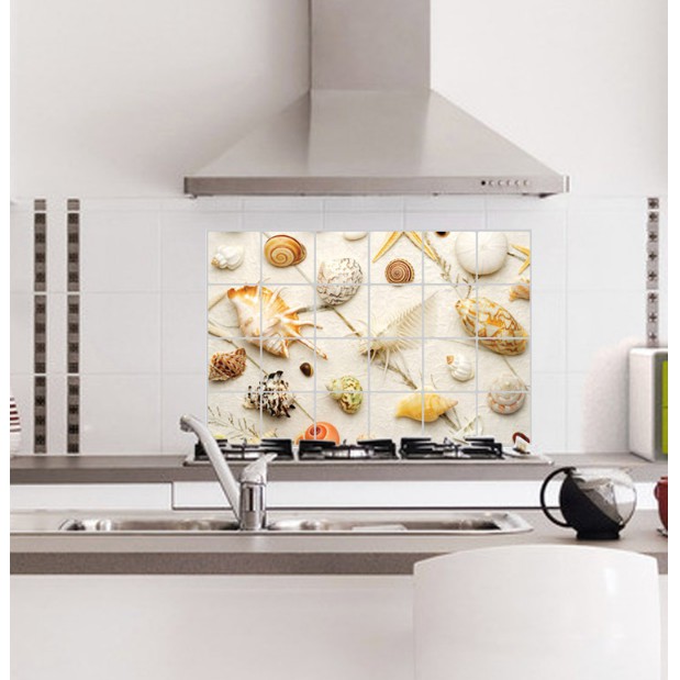 Decal dán bếp tráng nhôm cách nhiệt size lớn - nhiều Vỏ sò xinh