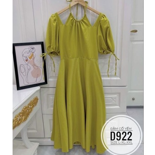 Đầm maxi big size cổ yếm từ 60kg-90kg