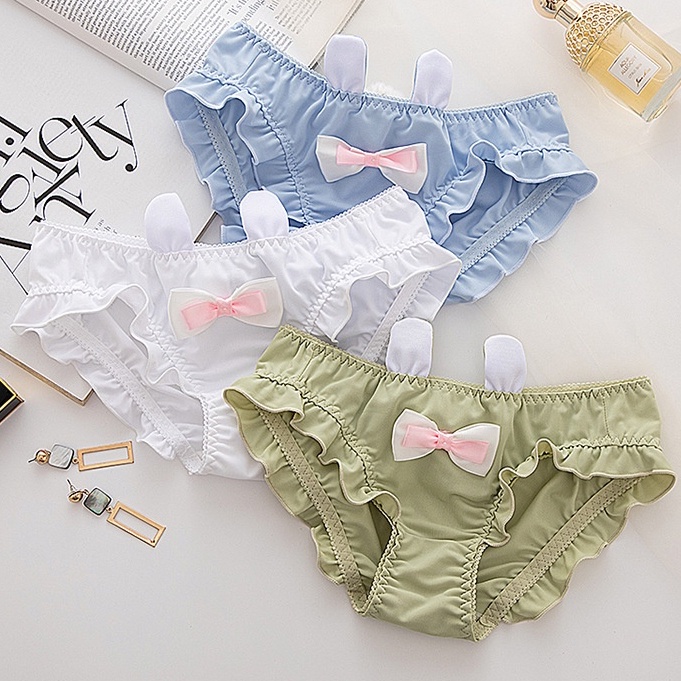 [L M - 40kg - 65kg] Tai Thỏ Lụa Băng ST051#Quần Lót Lụa Không Đường May Lưng Thấp Thoáng Khí Dành Cho Nữ 8776