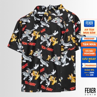 Áo sơ mi nam họa tiết FEAER vải Lụa thoáng mát, không nhăn form suông Tom & Jerry T&J |new arrival 2021|