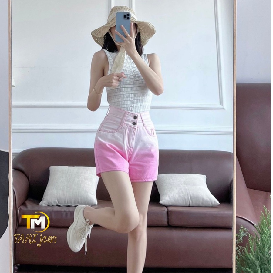 Quần short kaki wast màu, quần đùi loang chất kaki lưng cao bảng to 2 nút