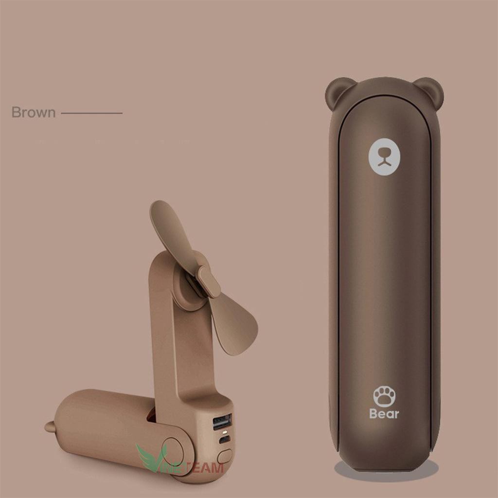 Quạt Mini Cầm Tay Đa Năng Kiêm Pin Sạc Dự Phòng, Đèn Pin Gấu Bear -DC4036 | BigBuy360 - bigbuy360.vn