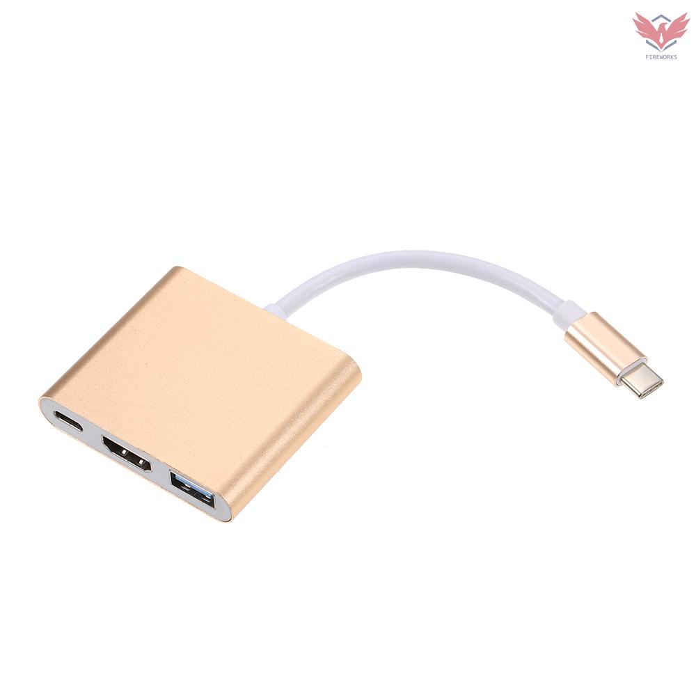 Bộ Chuyển Đổi Usb 3.1 Type-C Sang Usb 3.0 / Hd / Type-C 3 Trong 1 Cho Macbook Pro / Dell Xps 13